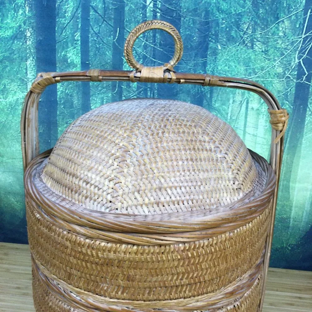 Vintage Chinese Rice Wedding Basket 3 Tier